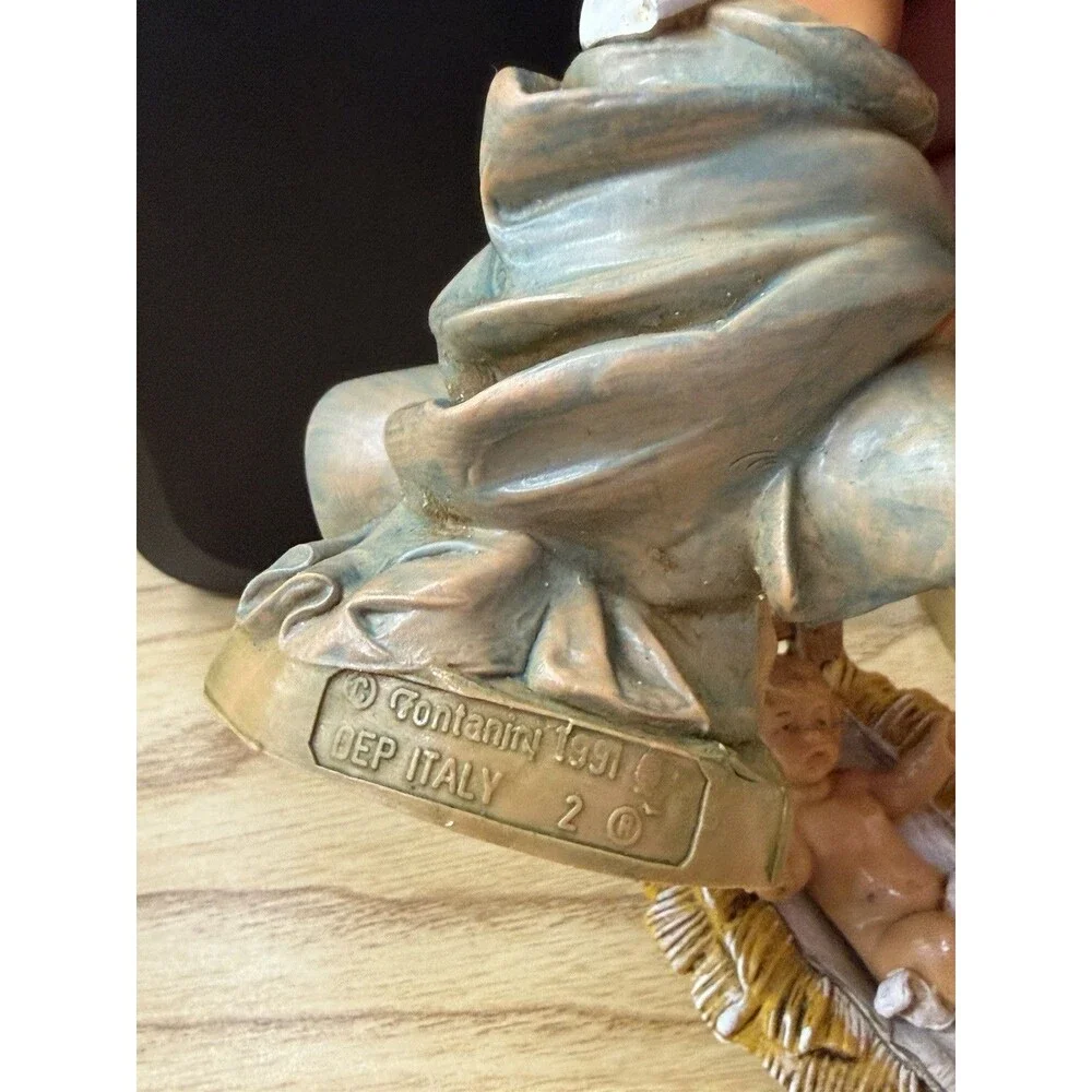 Vintage Fontanini Nativity Set Holy Family Mary Joseph Baby Jesus Manger